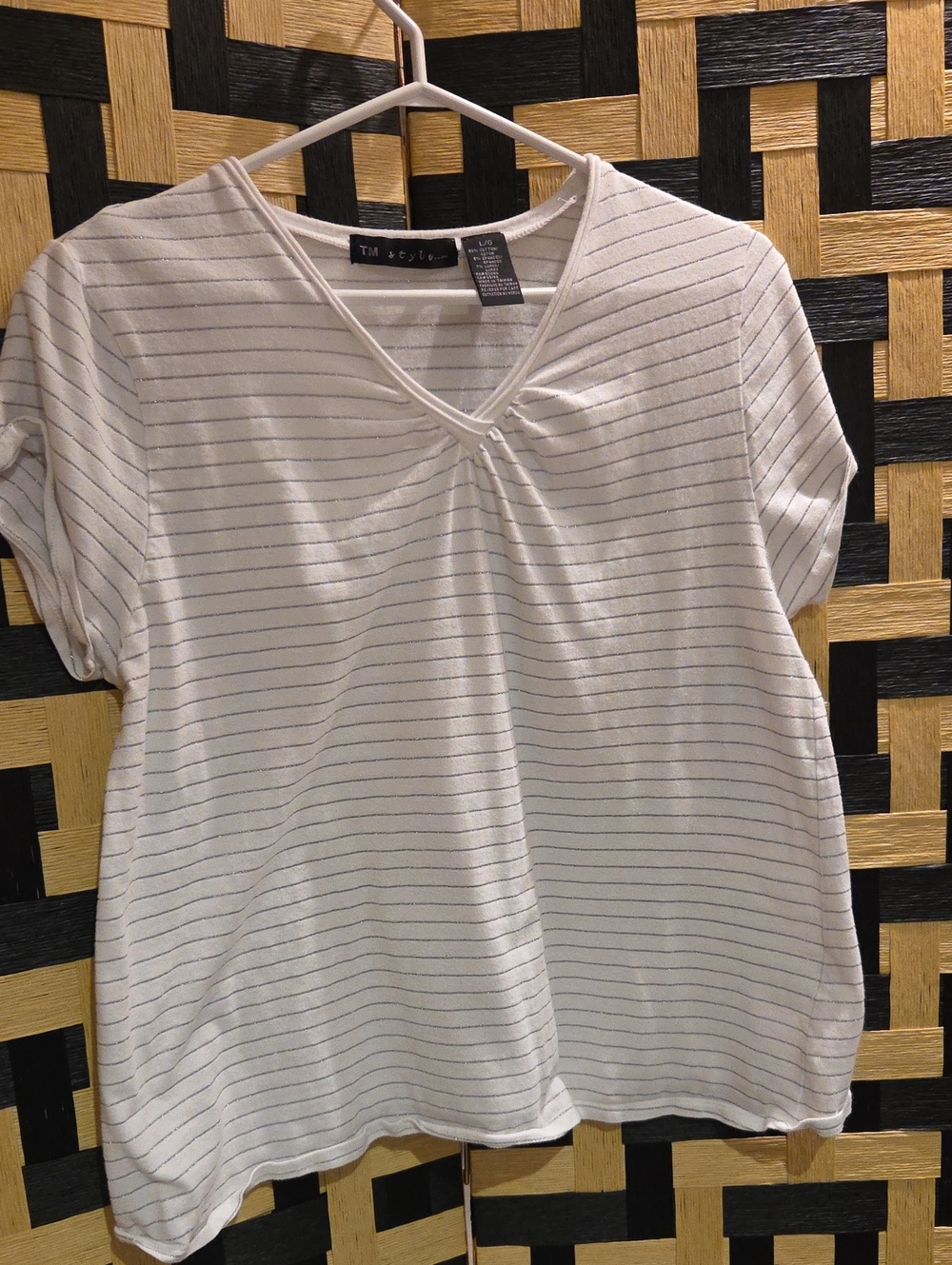 Striped V-Neck Short Sleeve Tee
